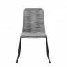 Shasta Outdoor Patio Dining Chair in Grey Powder Coated Finish and Black Textiling - Front - Shasta Outdoor Patio Dining Chair in Grey Powder Coated Finish and Black Textiling - Front