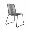 Shasta Outdoor Patio Dining Chair in Grey Powder Coated Finish and Black Textiling - Back Angle - Shasta Outdoor Patio Dining Chair in Grey Powder Coated Finish and Black Textiling - Back Angle