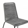 Shasta Outdoor Patio Dining Chair in Grey Powder Coated Finish and Black Textiling - Seat Close-Up - Shasta Outdoor Patio Dining Chair in Grey Powder Coated Finish and Black Textiling - Seat Close-Up