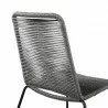 Shasta Outdoor Patio Dining Chair in Grey Powder Coated Finish and Black Textiling - Back Close-Up - Shasta Outdoor Patio Dining Chair in Grey Powder Coated Finish and Black Textiling - Back Close-Up