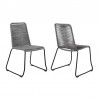 Shasta Outdoor Metal and Black Rope Stackable Dining Chair -Gray Rope 1
