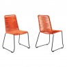Shasta Outdoor Metal and Rope Stackable Dining Chair Tangerine Rope 2