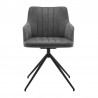Armen Living Simone Modern Faux Leather And Fabric Metal Swivel Dining Room Chairs 05