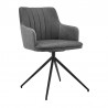Armen Living Simone Modern Faux Leather And Fabric Metal Swivel Dining Room Chairs 06
