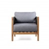 Sienna Outdoor Patio Lounge Chair in Acacia Wood with Teak Finish and Gray Fabric - Front