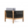 Sienna Outdoor Patio Lounge Chair in Acacia Wood with Teak Finish and Gray Fabric - Back Angle