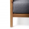 Sienna Outdoor Patio Lounge Chair in Acacia Wood with Teak Finish and Gray Fabric - Leg Close-Up