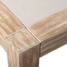 Sienna Outdoor Patio Dining Table in Eucalyptus Wood with Teak Finish and Gray Center Stone - Table Edge Close-Up