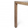 Sienna Outdoor Patio Dining Table in Eucalyptus Wood with Teak Finish and Gray Center Stone - Table Leg Close-Up