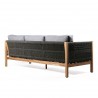 Sienna Outdoor Patio Sofa in Acacia Wood with Teak Finish and Gray Fabric - Back Angled