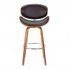 Armen Living Solvang Swivel Brown Faux Leather and Walnut Wood Front