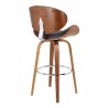 Armen Living Solvang Swivel Brown Faux Leather and Walnut Wood Back