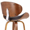 Armen Living Solvang Swivel Brown Faux Leather and Walnut Wood Half  Back