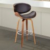 Armen Living Solvang Swivel Brown Faux Leather and Walnut Wood