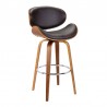 Armen Living Solvang Swivel Brown Faux Leather and Walnut Wood Side