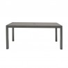 Armen Living Solana Outdoor Rectangular Aluminum Dining Table in Cosmos Grey Finish with Wood Top- Front View