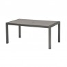Armen Living Solana Outdoor Rectangular Aluminum Dining Table in Cosmos Grey Finish with Wood Top - Side View