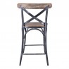 Armen Living Sloan 26” Industrial Grey and Pine Wood X-Back Counter Height Counter Stool Back