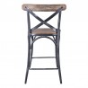 Armen Living Sloan 26” Industrial Grey and Pine Wood X-Back Counter Height Counter Stool Back