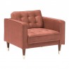 Armen Living Somerset Blush Velvet Mid Century Modern Club Chair Side