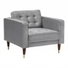 Armen Living Somerset Gray Velvet Mid Century Modern Club Chair