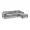 Armen Living Somerset Gray Velvet Mid Century Modern Right Sectional Sofa Side View
