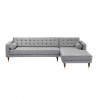 Armen Living Somerset Gray Velvet Mid Century Modern Right Sectional Sofa Front