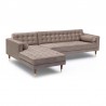 Armen Living Somerset Taupe Velvet Mid Century Modern Right Sectional Sofa Side View
