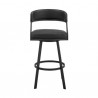 Armen Living Saturn 30" Bar Height Swivel Black Faux Leather and Metal Bar Stool  Front