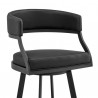 Armen Living Saturn 30" Bar Height Swivel Black Faux Leather and Metal Bar Stool Front Half