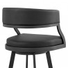 Armen Living Saturn 26" Counter Height Swivel Faux Leather and Metal Bar Stool Back Half