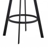 Armen Living Saturn 30" Bar Height Swivel Black Faux Leather and Metal Bar Stoo Legs