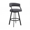 Armen Living Saturn 30" Bar Height Swivel Gray Faux Leather and Metal Bar Stool Side