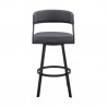 Armen Living Saturn 30" Bar Height Swivel Gray Faux Leather and Metal Bar Stool Front