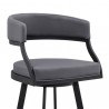 Armen Living Saturn 30" Bar Height Swivel Gray Faux Leather and Metal Bar Stool Half