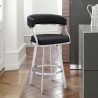Armen Living Saturn Swivel Black Faux Leather and Brushed Stainless Steel Bar Stool