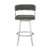 Saturn Contemporary 26" Bar Height Barstool in Grey - Front - Saturn Contemporary 26" Bar Height Barstool in Grey - Front