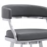 Armen Living Saturn Swivel Grey Faux Leather and Brushed Stainless Steel Bar Stool