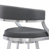 Armen Living Saturn Swivel Grey Faux Leather and Brushed Stainless Steel Bar Stool Half