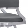 Armen Living Saturn Swivel Grey Faux Leather and Brushed Stainless Steel Bar Stool