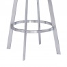 Armen Living Saturn Swivel Grey Faux Leather and Brushed Stainless Steel Bar Stool Legs