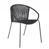 Snack Indoor Outdoor Stackable Steel Dining Chair with Black Rope - Set of 2 3