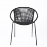 Snack Indoor Outdoor Stackable Steel Dining Chair with Black Rope - Set of 2 4