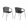 Snack Indoor Outdoor Stackable Steel Dining Chair with Black Rope - Set of 2 1