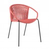 Snack Indoor Outdoor Stackable Steel Dining Chair with Brick Red Rope - Set of 2 3