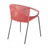 Snack Indoor Outdoor Stackable Steel Dining Chair with Brick Red Rope - Set of 2 2