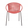 Snack Indoor Outdoor Stackable Steel Dining Chair with Brick Red Rope - Set of 2 4