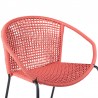 Snack Indoor Outdoor Stackable Steel Dining Chair with Brick Red Rope - Set of 2 5