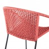 Snack Indoor Outdoor Stackable Steel Dining Chair with Brick Red Rope - Set of 2 6
