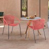 Snack Indoor Outdoor Stackable Steel Dining Chair with Brick Red Rope - Set of 2